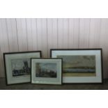 Three framed coloured engravings, Lowestoft from the N E Battery,