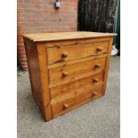 A country pine chest of four drawers