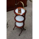 An inlaid mahogany Edwardian cake stand plus an ink press