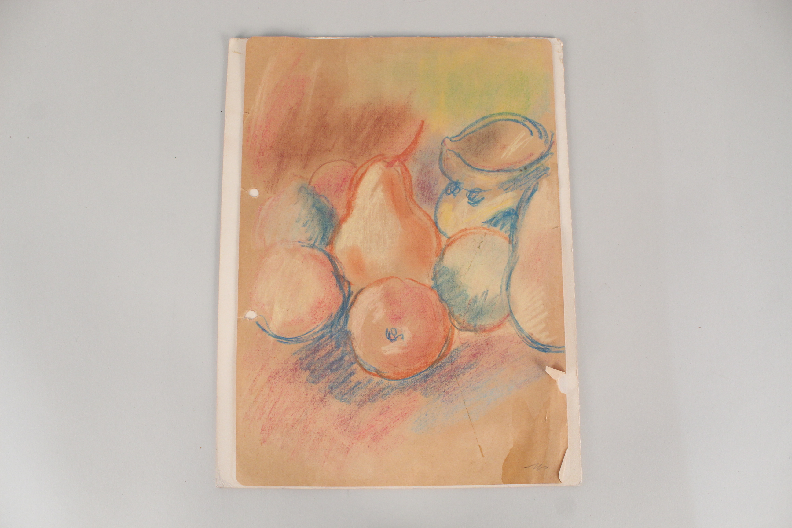 Sir Matthew Smith (1879-1959), Fauvist, still life of fruit in coloured pastel drawing on paper,