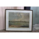 A large coloured engraving of early 19th Century Beccles 'A Perspective View of Beccles in the