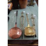 An antique childs copper warming pan,
