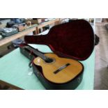 A classical guitar, bears gold label of maker A A Jones, Norwich, signed and dated Aug 1967,