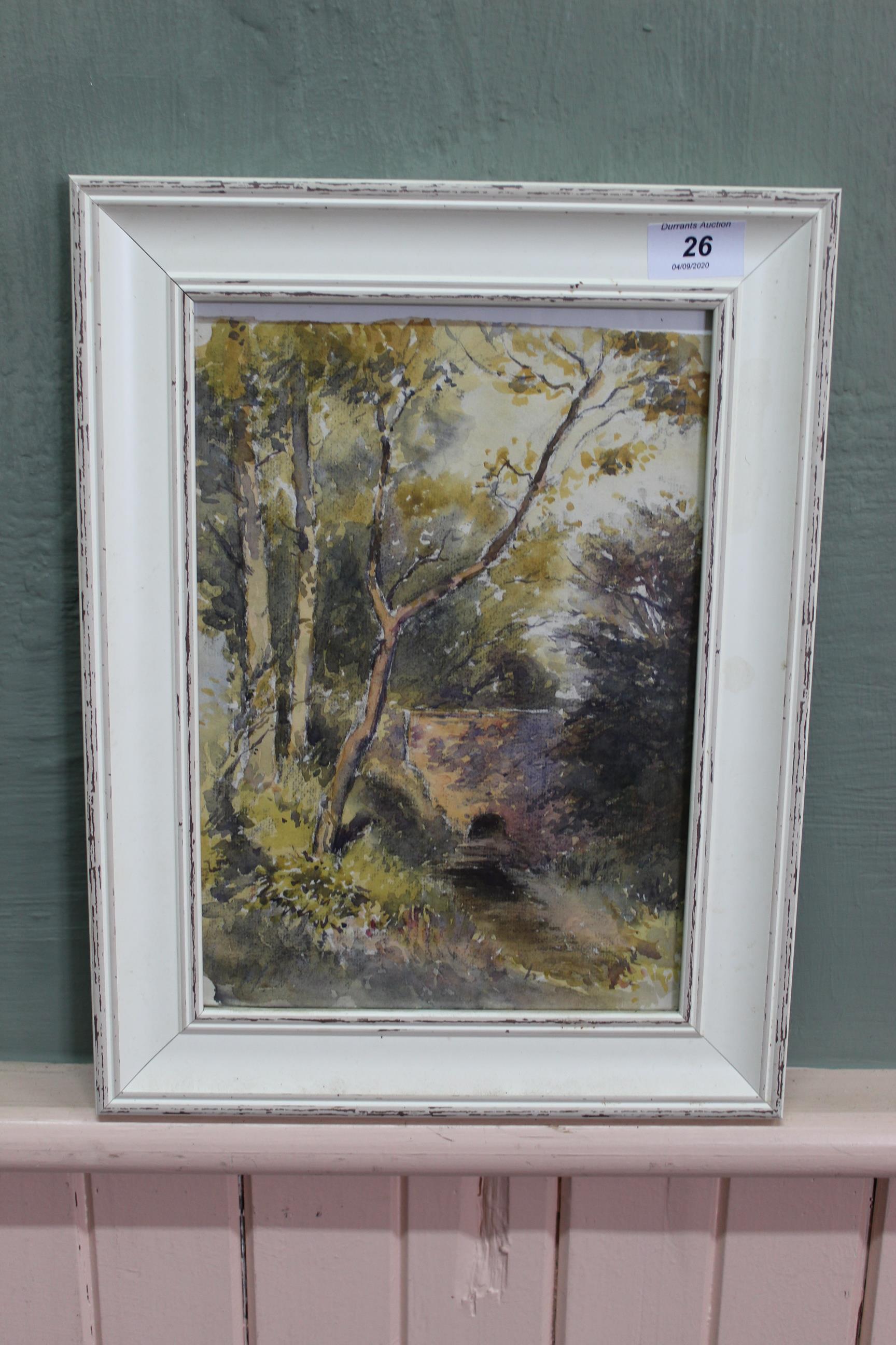 Hugh Boycott-Brown (1909-1990), watercolour of a landscape with trees, monogram bottom left,