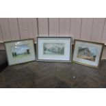 A selection of three pictures to include a Henry Holzer watercolour 'View Across Norfolk Fields' 6