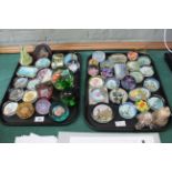 Two trays of glass paperweights including Caithness