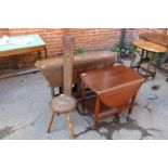 Two drop leaf tables plus an oak spinning chair