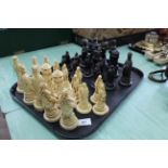 A painted plaster chess set,