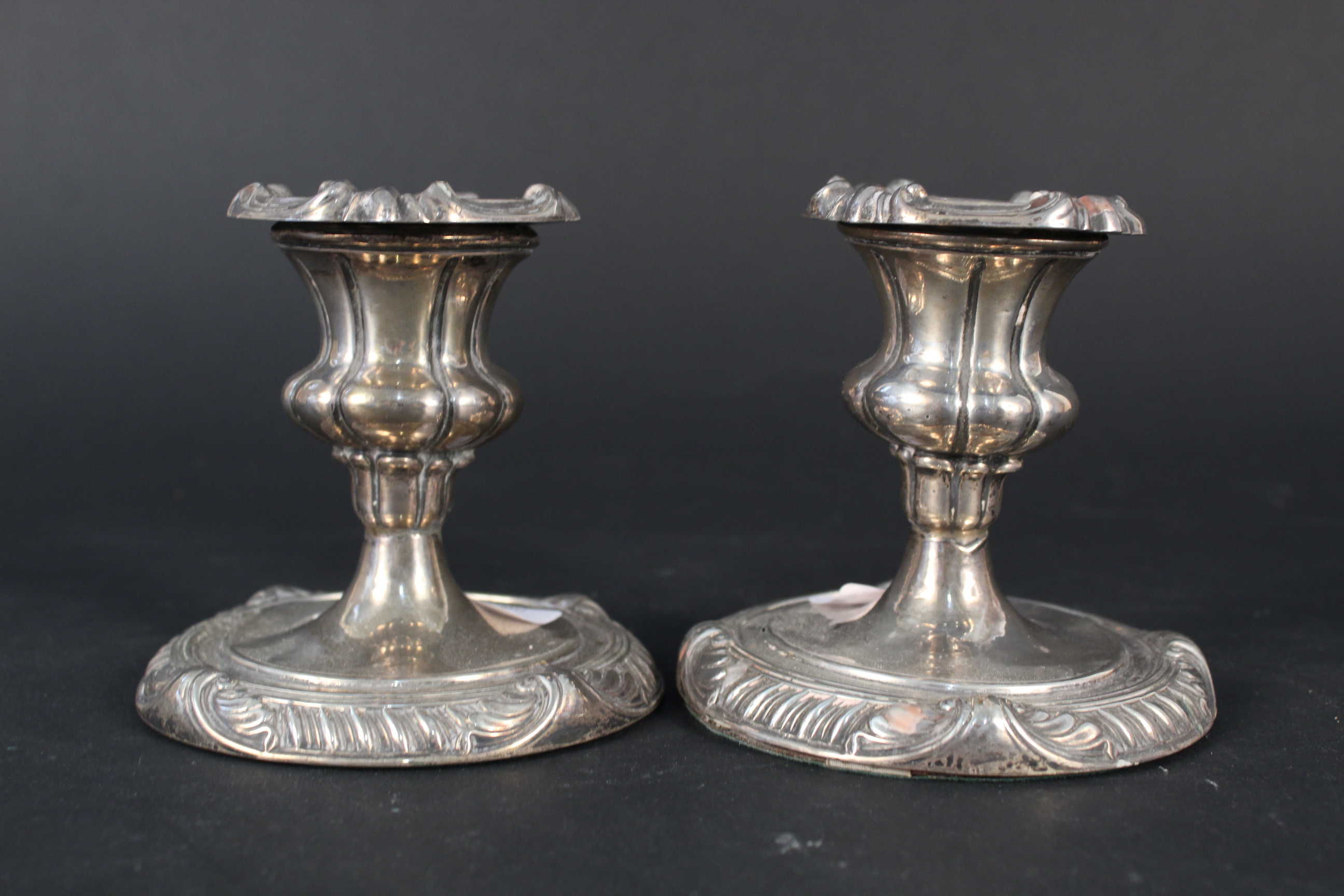 A pair of silver candlesticks, Birmingham 1906,