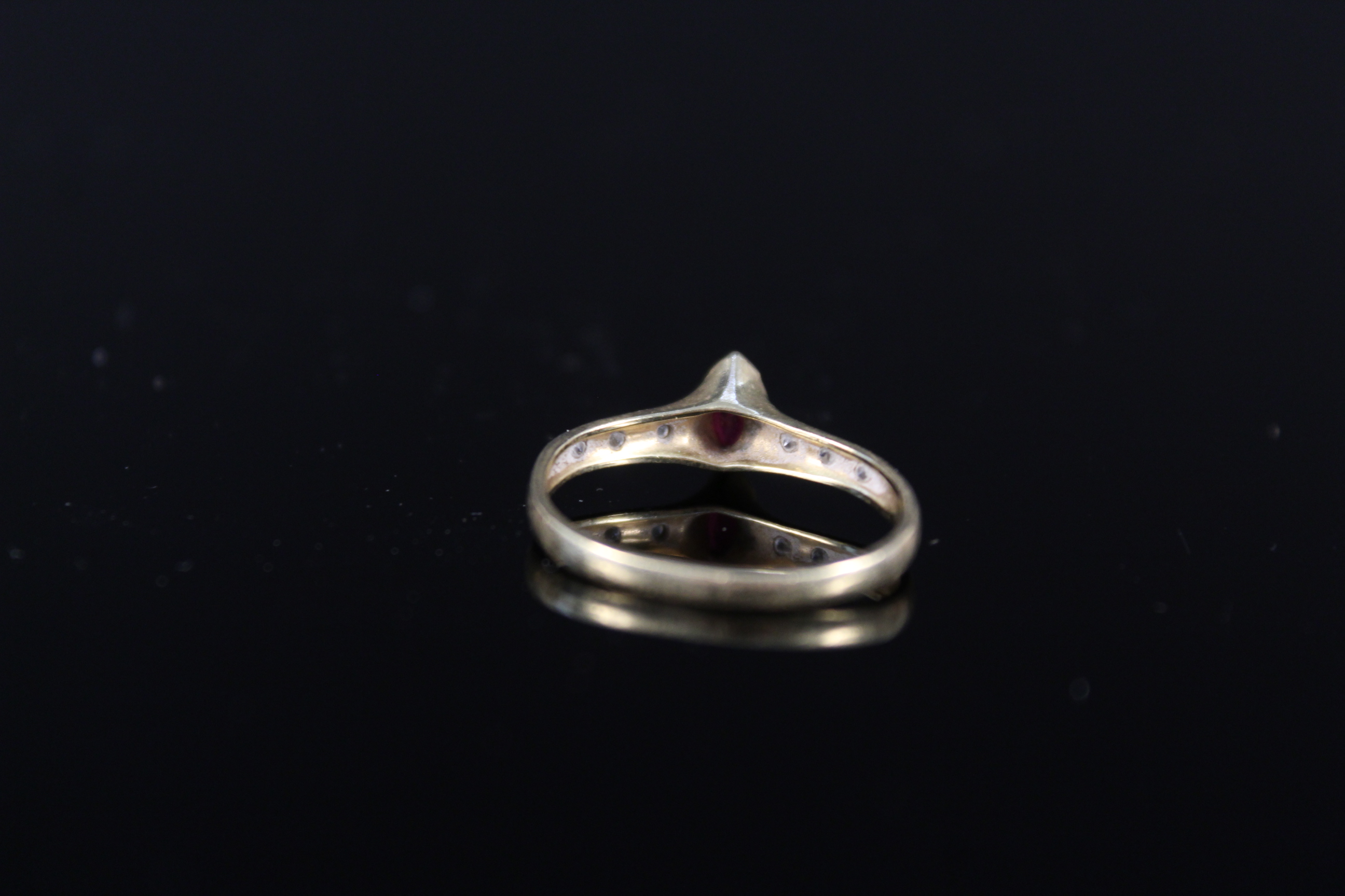 An 18ct gold red and white stone set ring (misshapen), approx 2. - Image 2 of 3