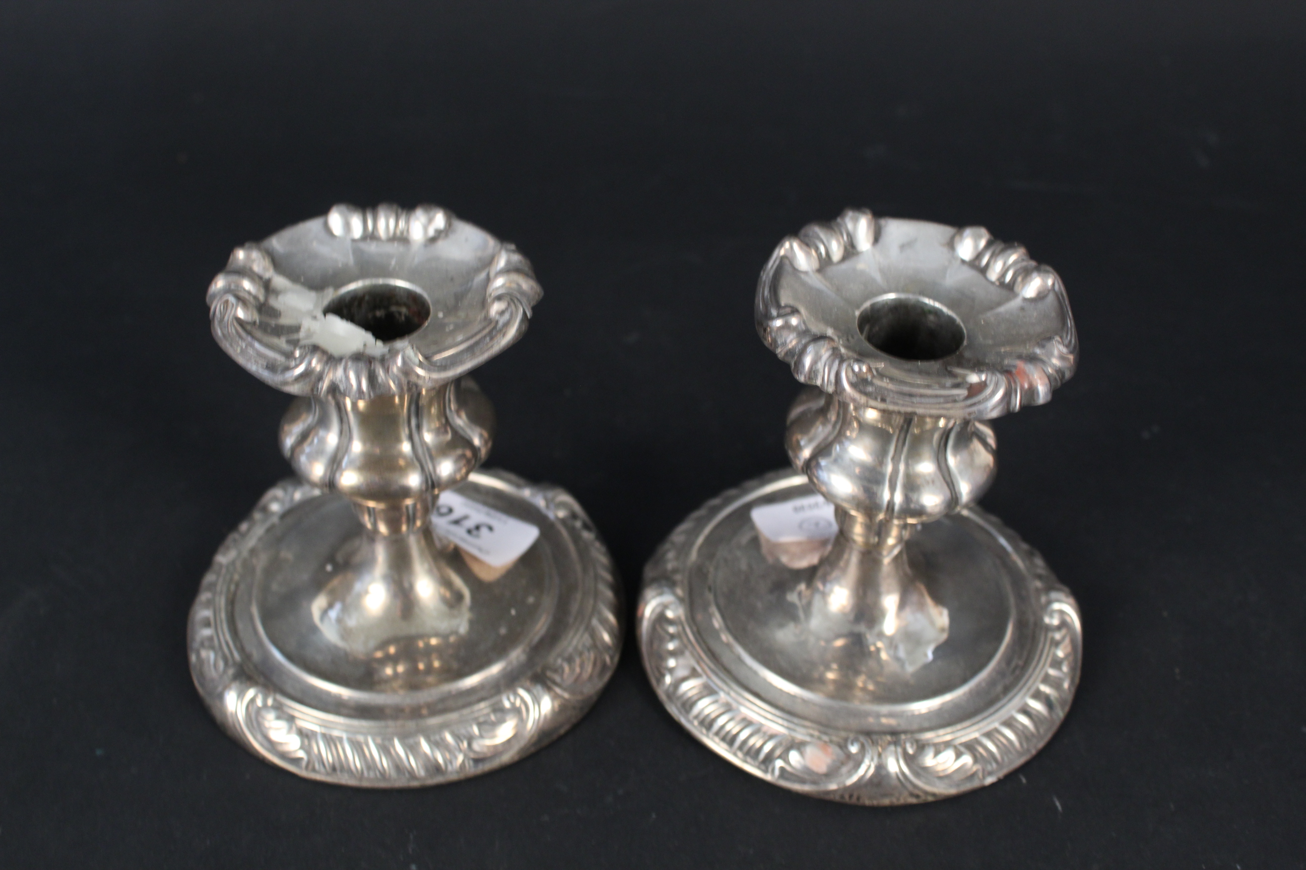 A pair of silver candlesticks, Birmingham 1906, - Image 2 of 3