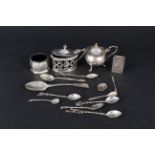 A mixed lot of silver including mustards, salts,