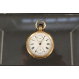 An 18ct gold open faced pocket watch (as found)