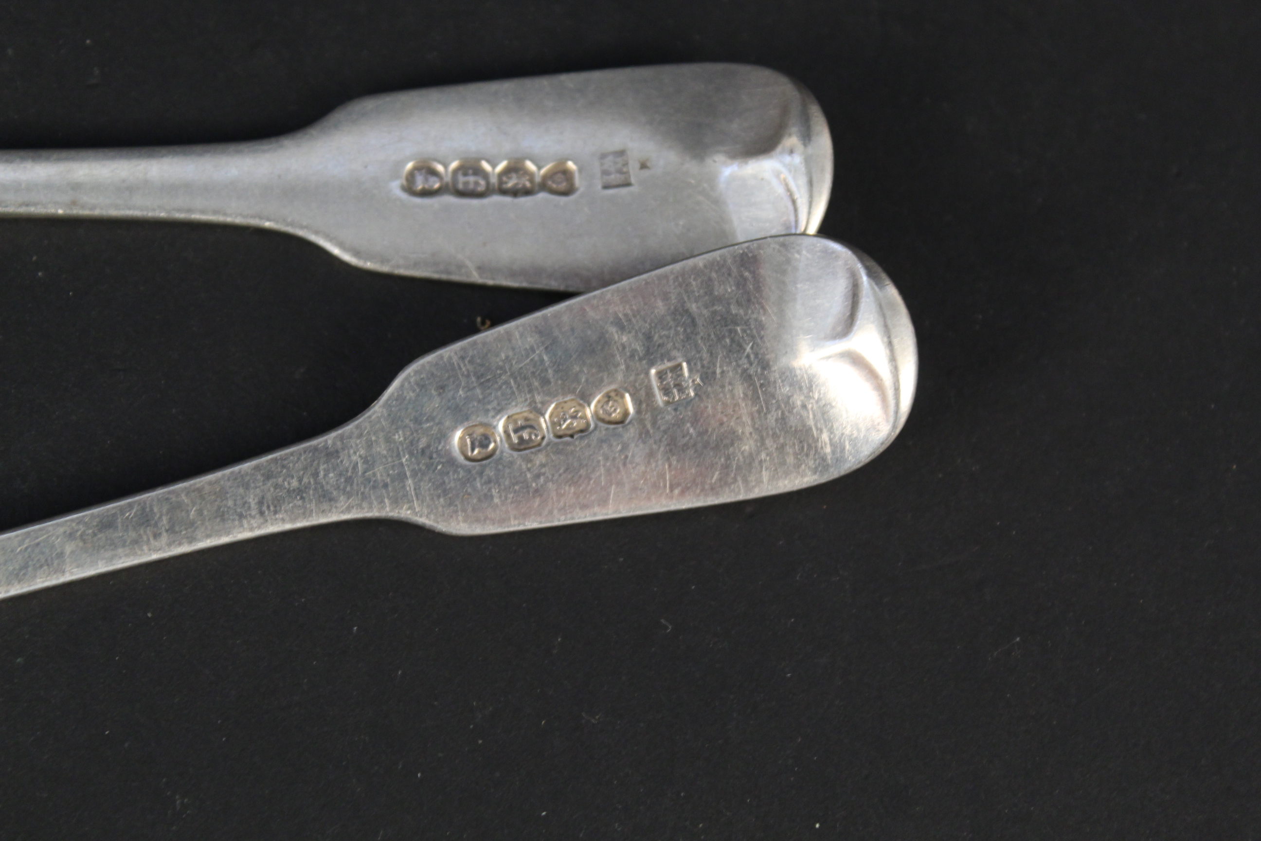 A pair of Georgian silver ladles with crested handles, - Image 3 of 3