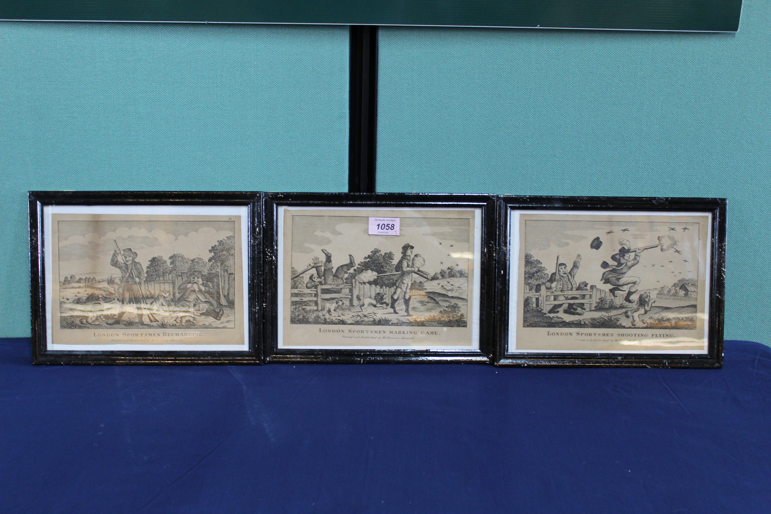 Three early 19th Century comic sporting prints depicting 'London sportsmen',