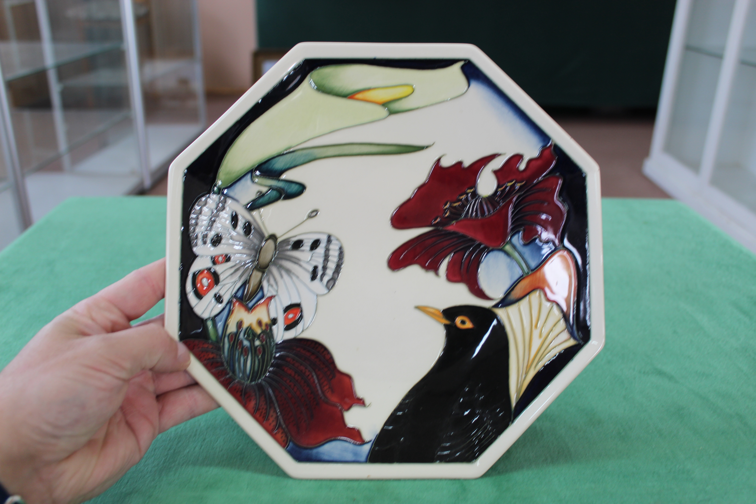 A Moorcroft Designers Medley octagonal plate, 9.