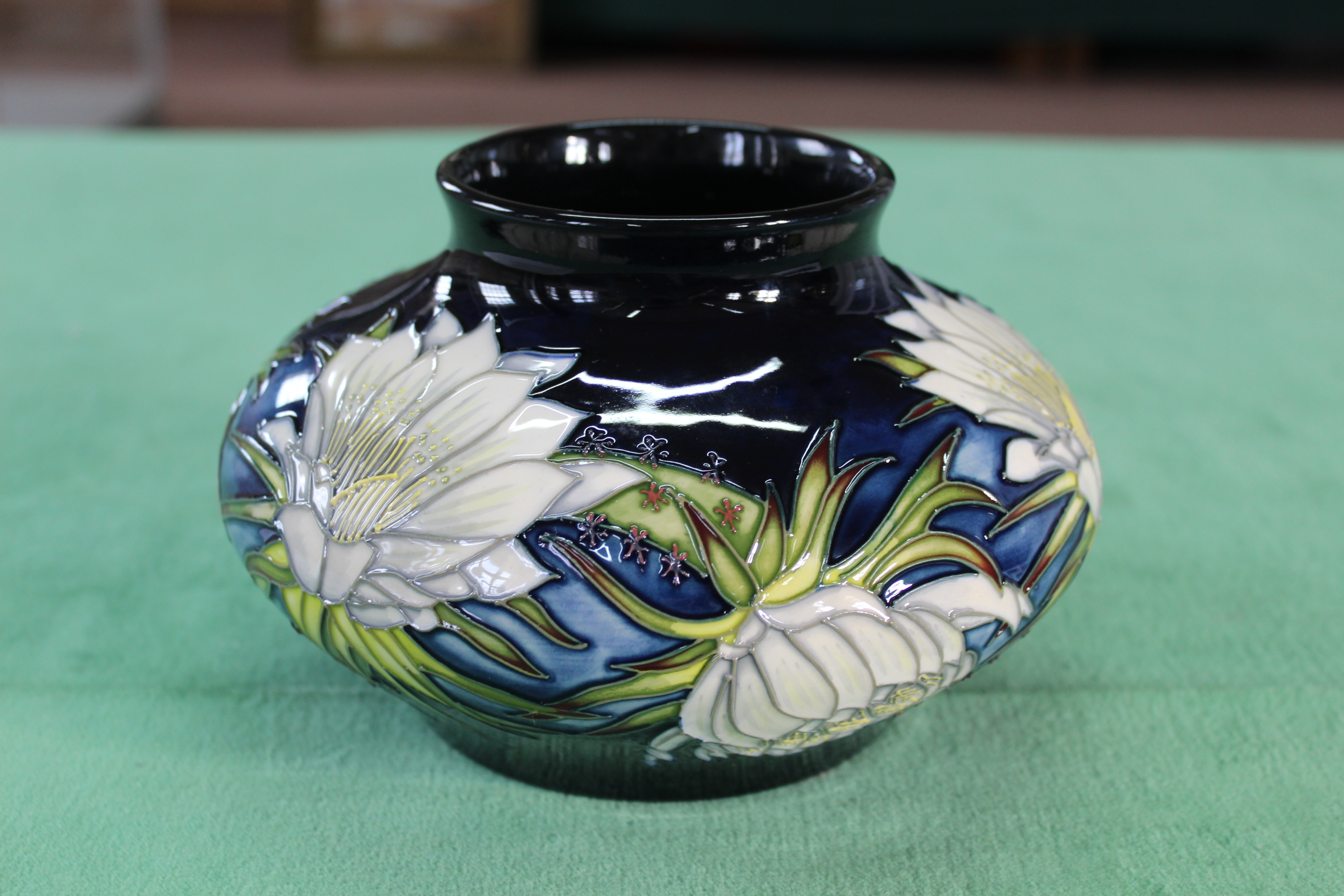 A Moorcroft 'Queen of the Night' squat vase, 2001 by Angela Davenport, 4 1/2" high, - Image 2 of 3