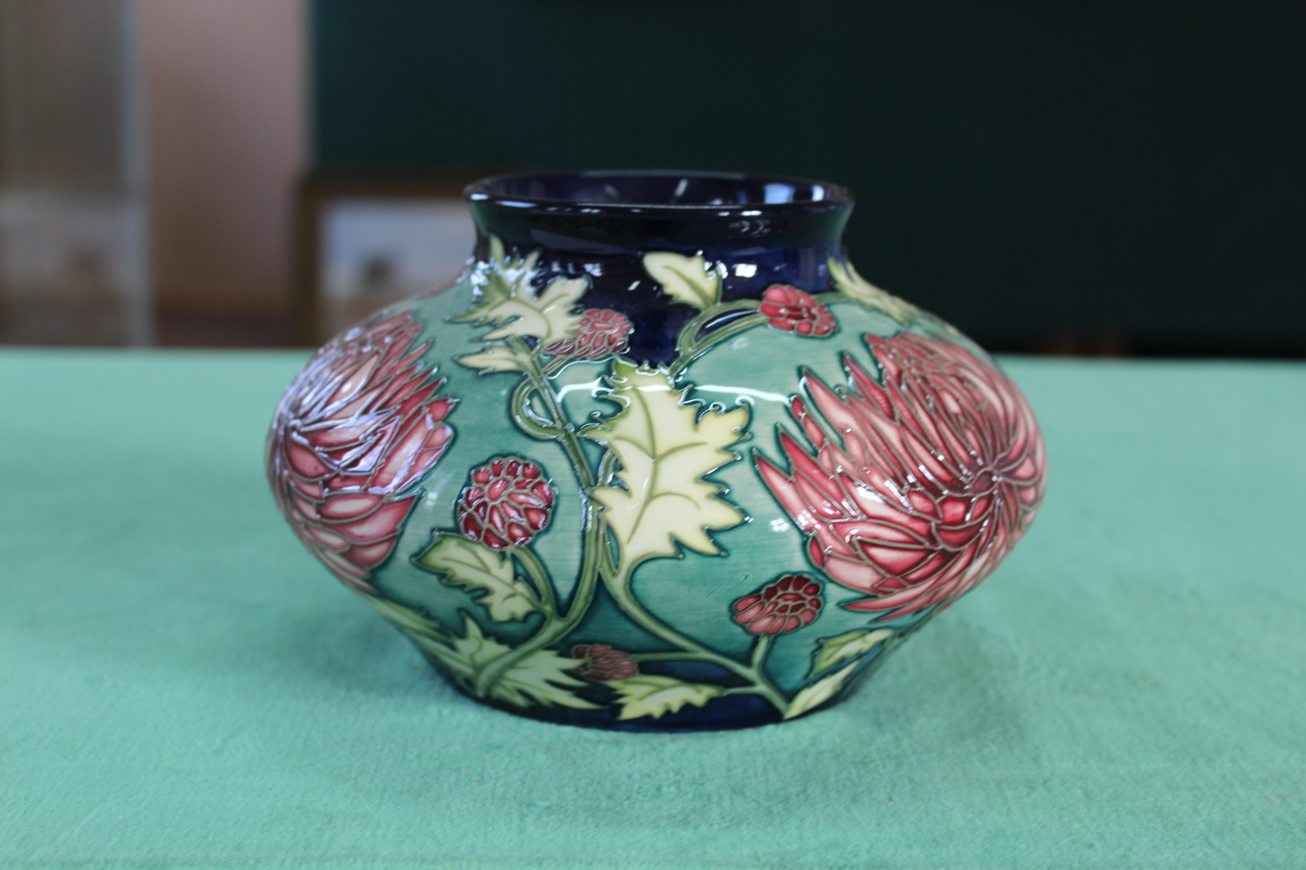 A Moorcroft 'Chrysanthemum' pattern connoisseur collection squat vase, 2003, 5" high, - Image 2 of 3