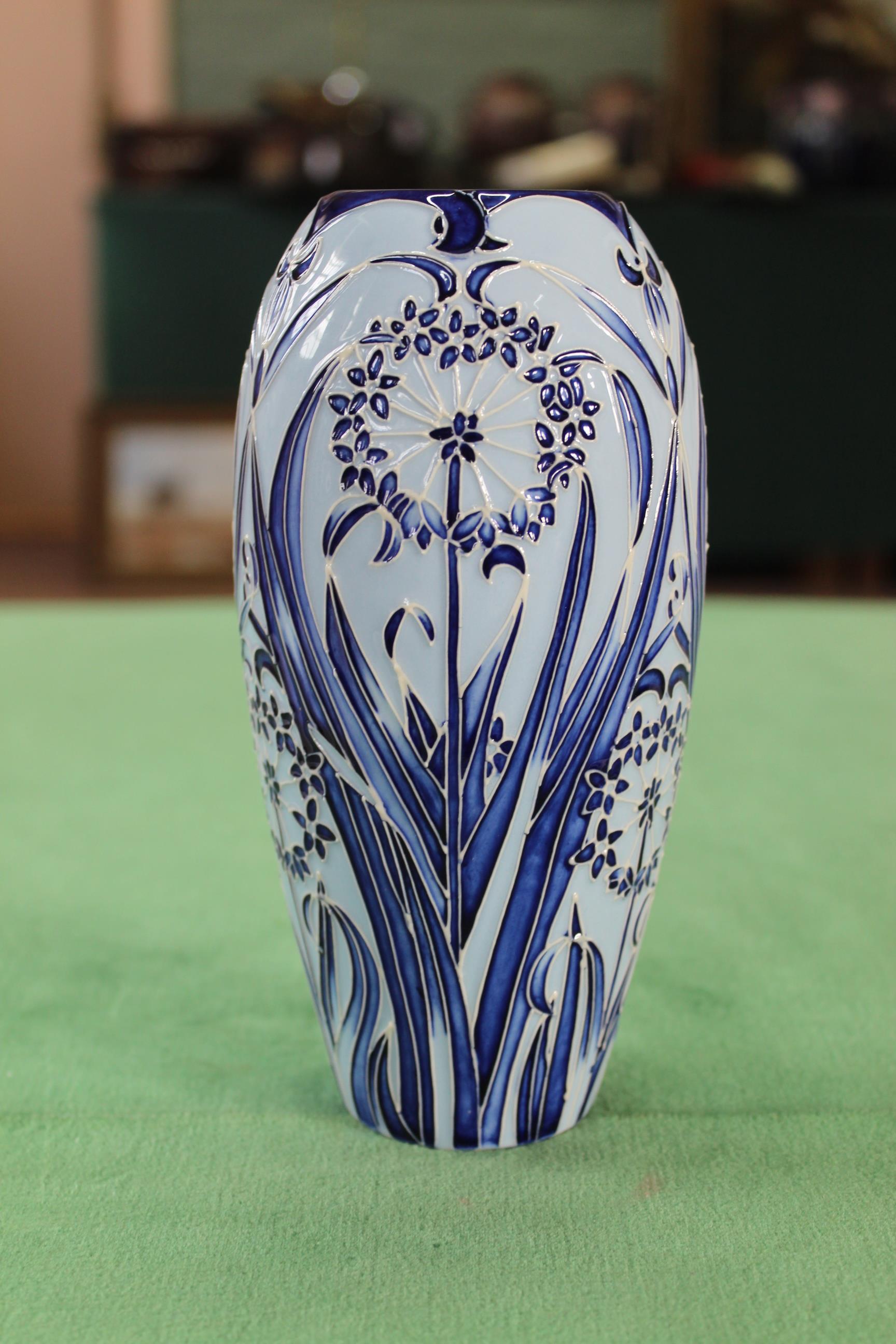 A Moorcroft 'Leila' pattern vase, 2003 by Carol Lovatt, 7 1/4" tall,