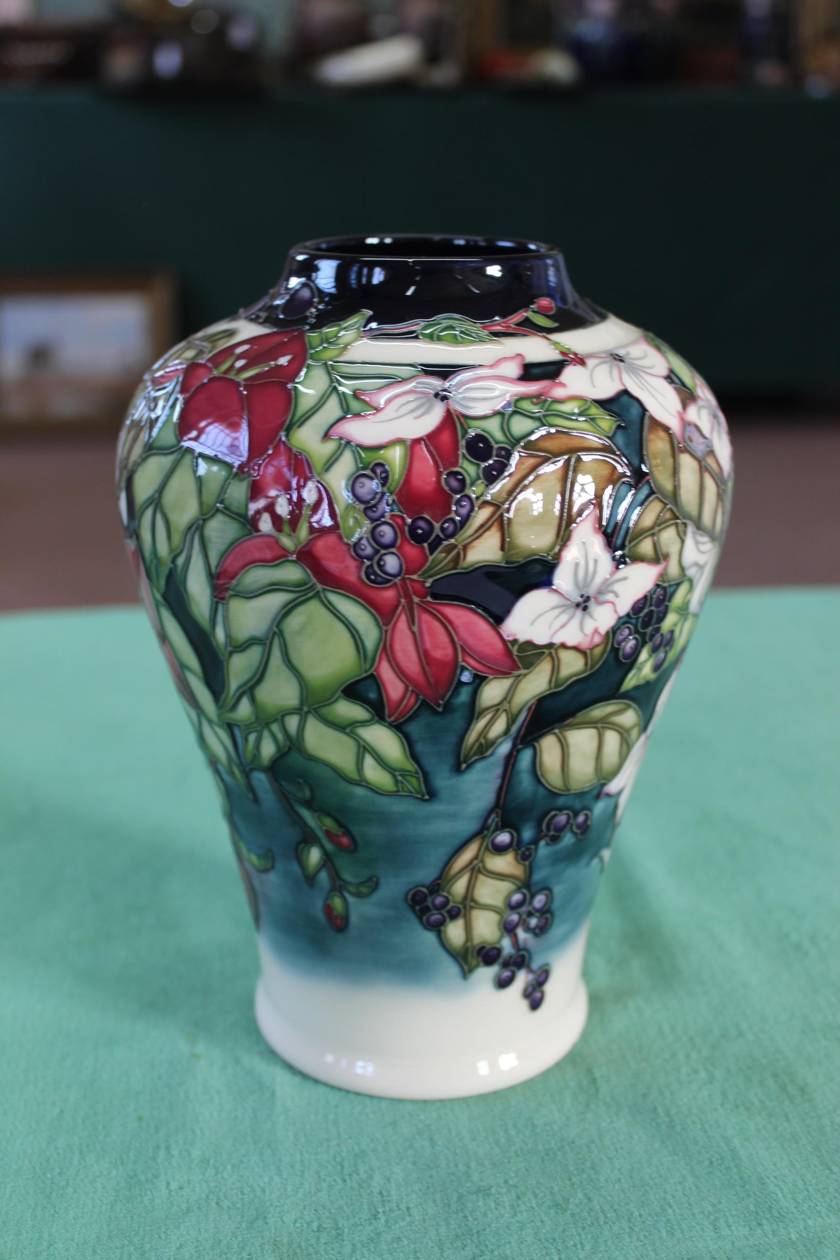 A Moorcroft 'Nostalgia' pattern vase, 2003 by A Davenport, limited edition 4/150, 8 1/2" tall, - Image 2 of 3