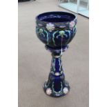 A late 19th Century pottery jardiniere and stand (bowl as found)