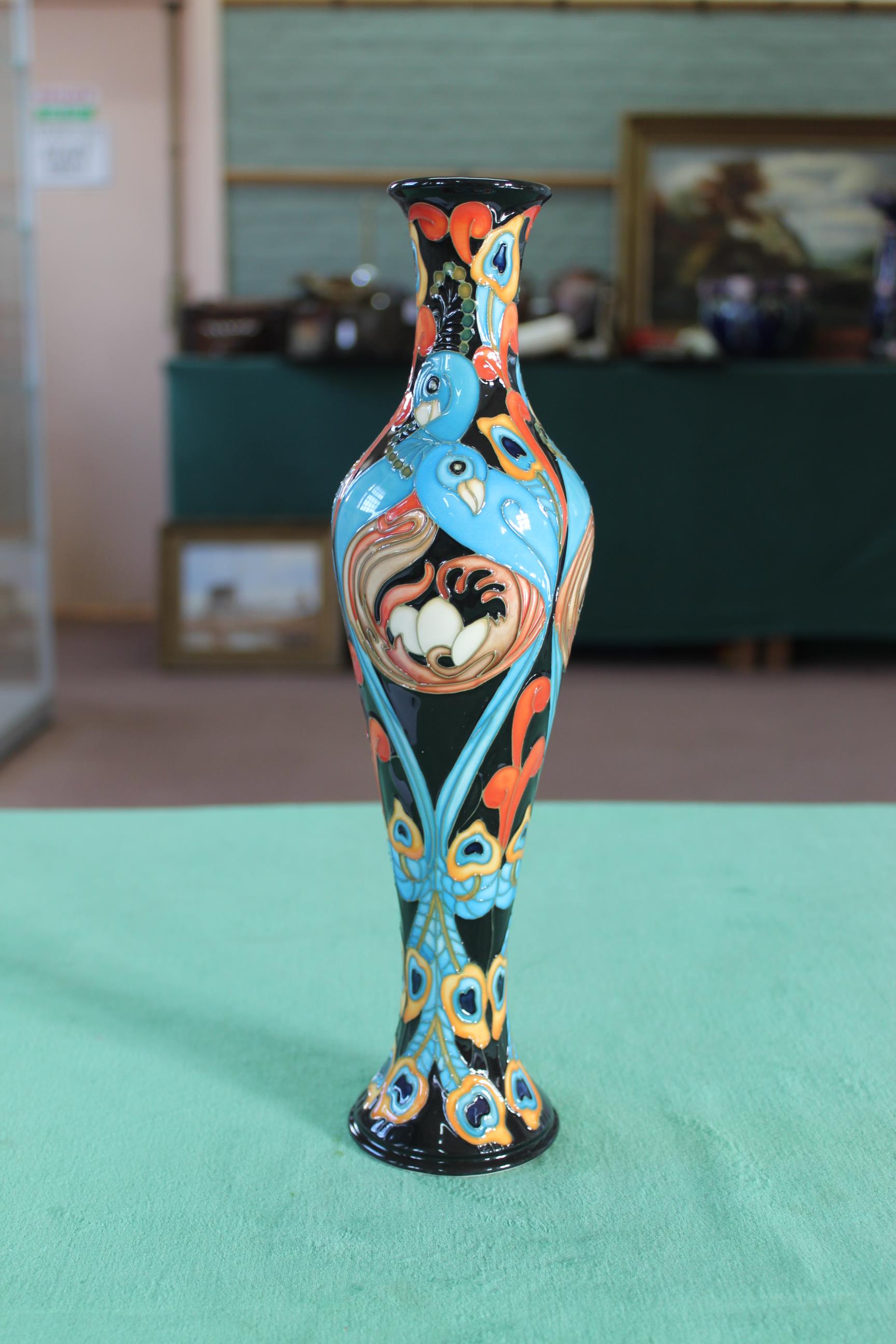 A Moorcroft 'Proud as Peacocks' pattern vase, 2006 by K Goodwin, limited edition 21/200,