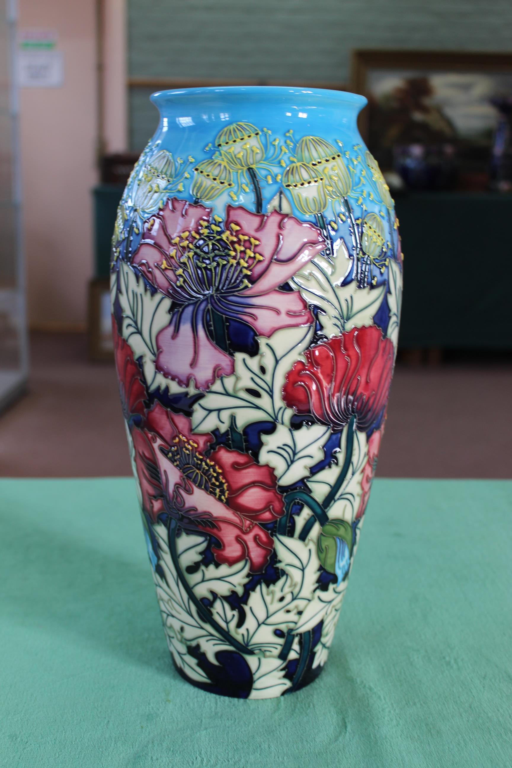 A Moorcroft large 'Scarlet Cloud' pattern vase, 2002 by Rachel Bishop, limited edition 6/350,