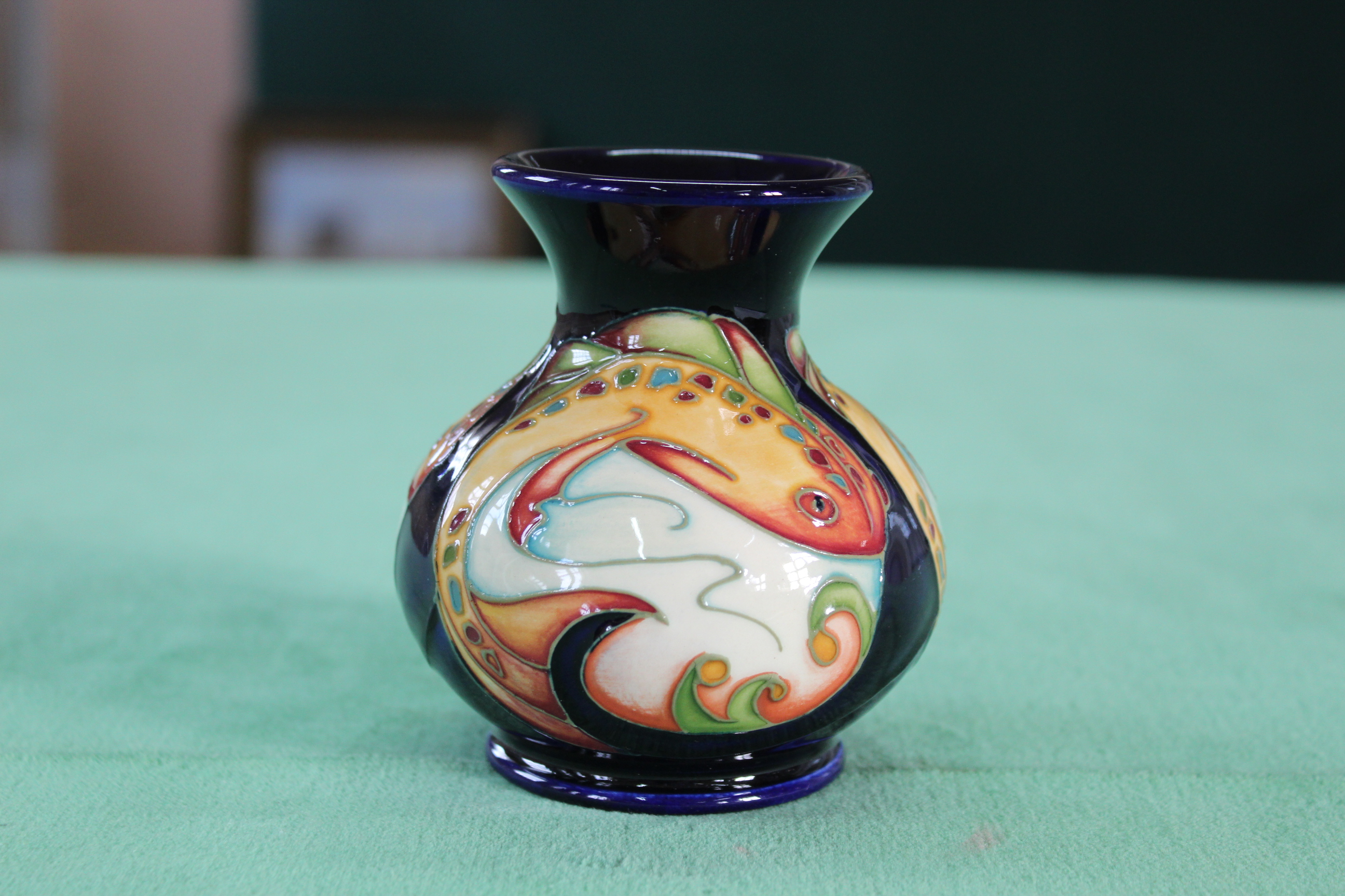 A Moorcroft Shoal pattern vase, 2006 by S Leeper, 3 3/4" high, - Image 2 of 3