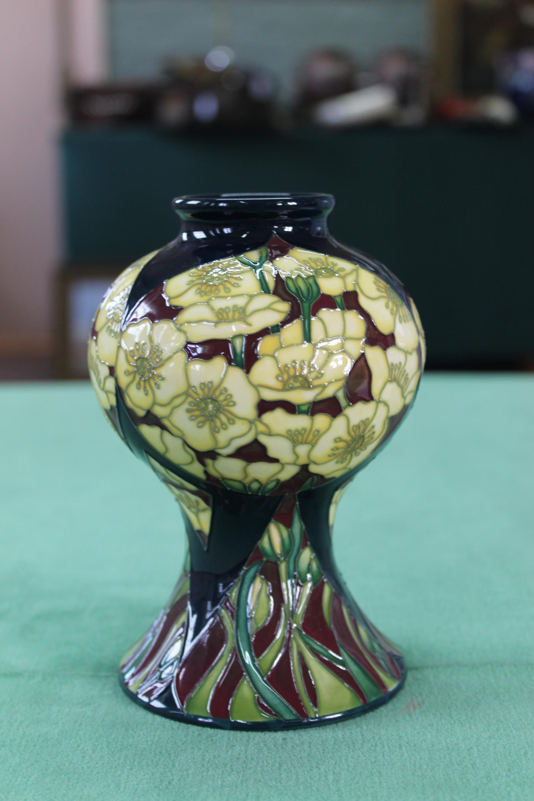 A Moorcroft 'Buttercup' pattern vase, 2009 by Paul Hilditch, limited edition 19/50, 6 1/2" high, - Image 2 of 3