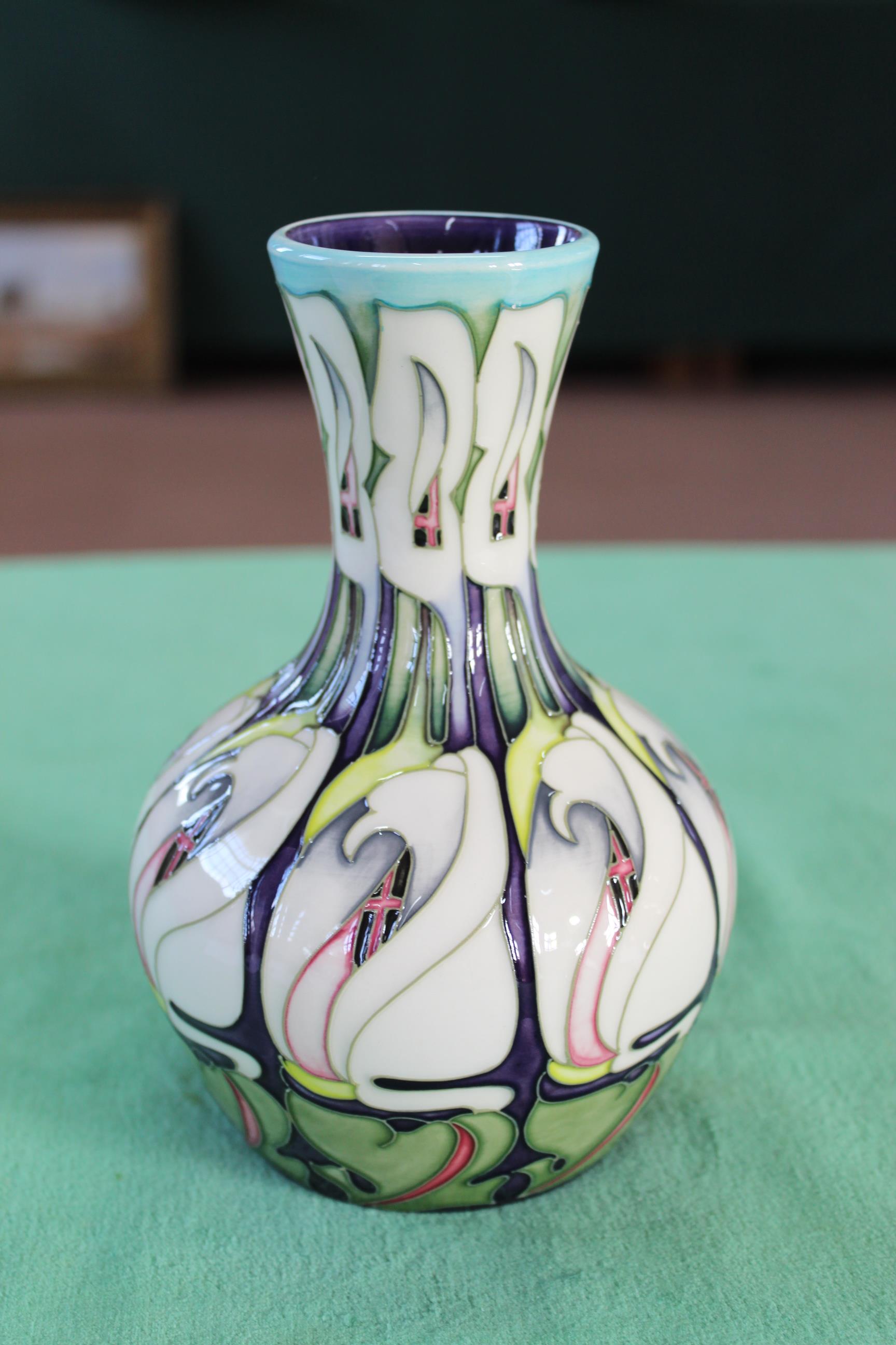 A Moorcroft 'Lily Come Home' pattern vase, 2006 by E Bossons, 7 1/2" high, - Image 2 of 3