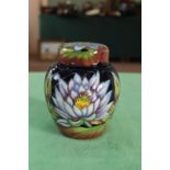 A Moorcroft 'Blue Lotus' pattern lidded ginger jar, 2009 by R Bishop, 6" high,