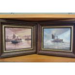 A pair of oils on board of Lowestoft steam drifters 'Sunnyside Girl' and 'The Brothers',