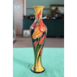 A Moorcroft 'Gloria' pattern vase in mustard colourway, 2008, marked LBE, 12 1/4" high,