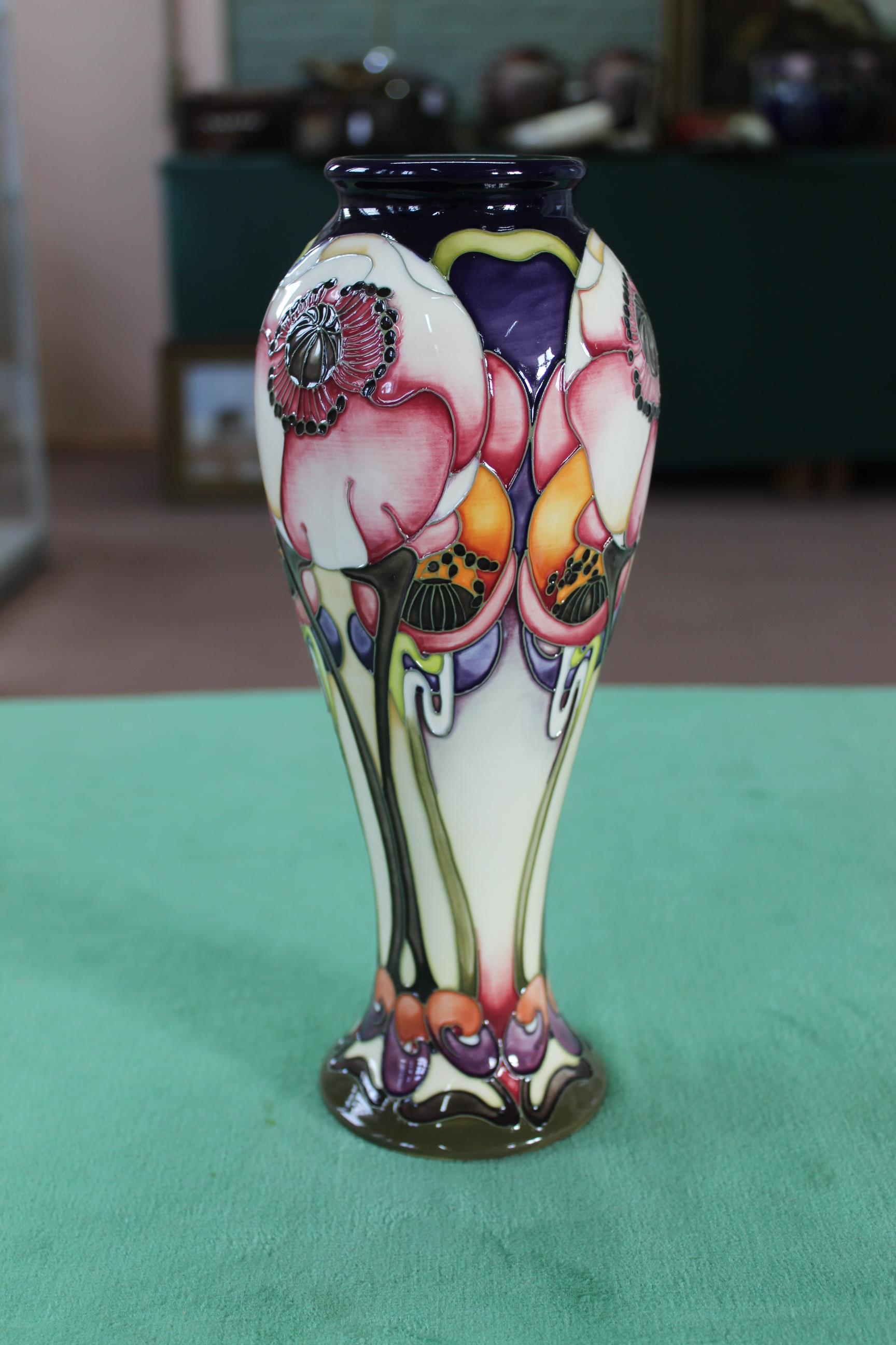 A Moorcroft floral pattern vase, 2006 by E Bossons, limited edition 29/500, 11" high, - Image 2 of 3