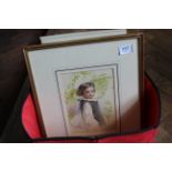 A quantity of assorted pictures and prints including a watercolour of a little girl and a Randolph
