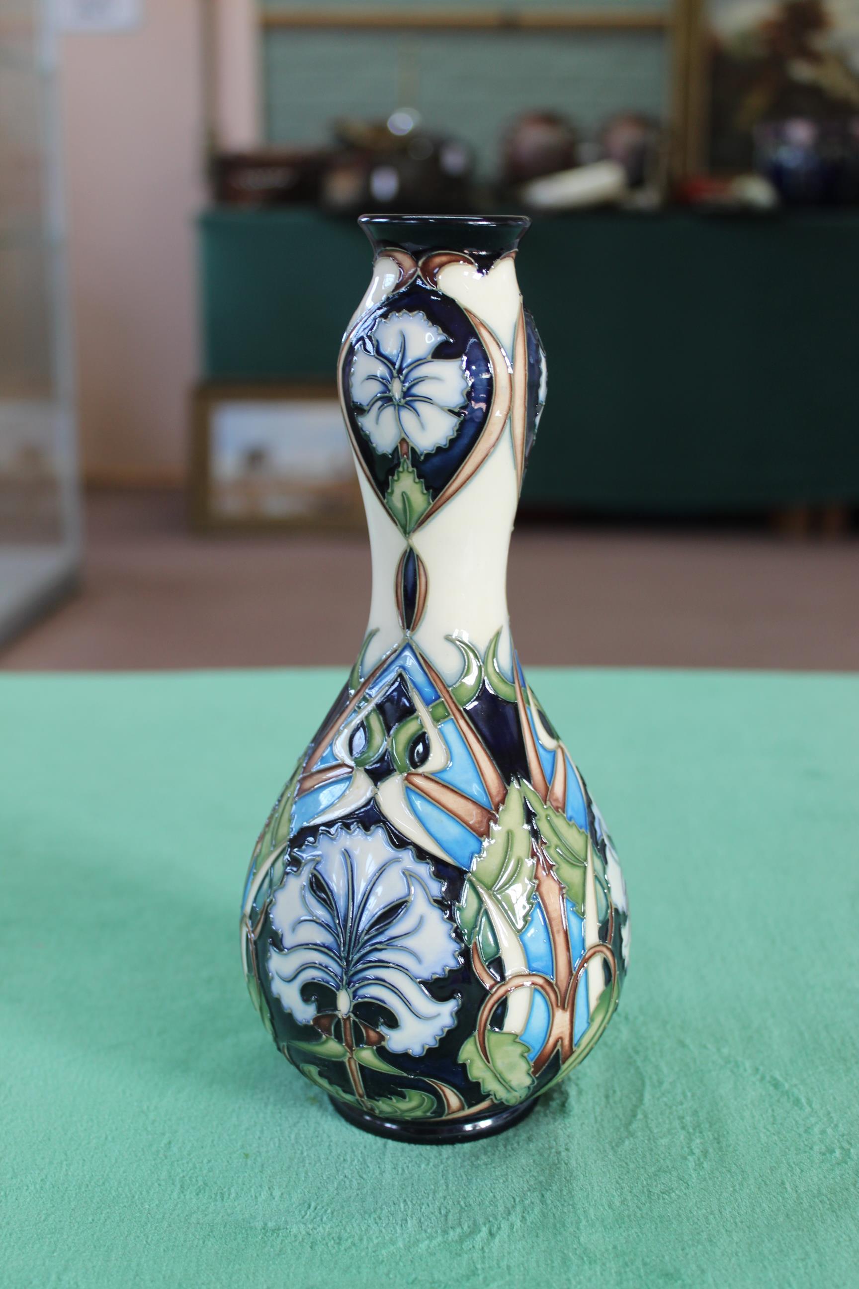 A Moorcroft 'Centaurea' pattern vase, 2004, members club piece by R Bishop, 9" high, - Image 2 of 3