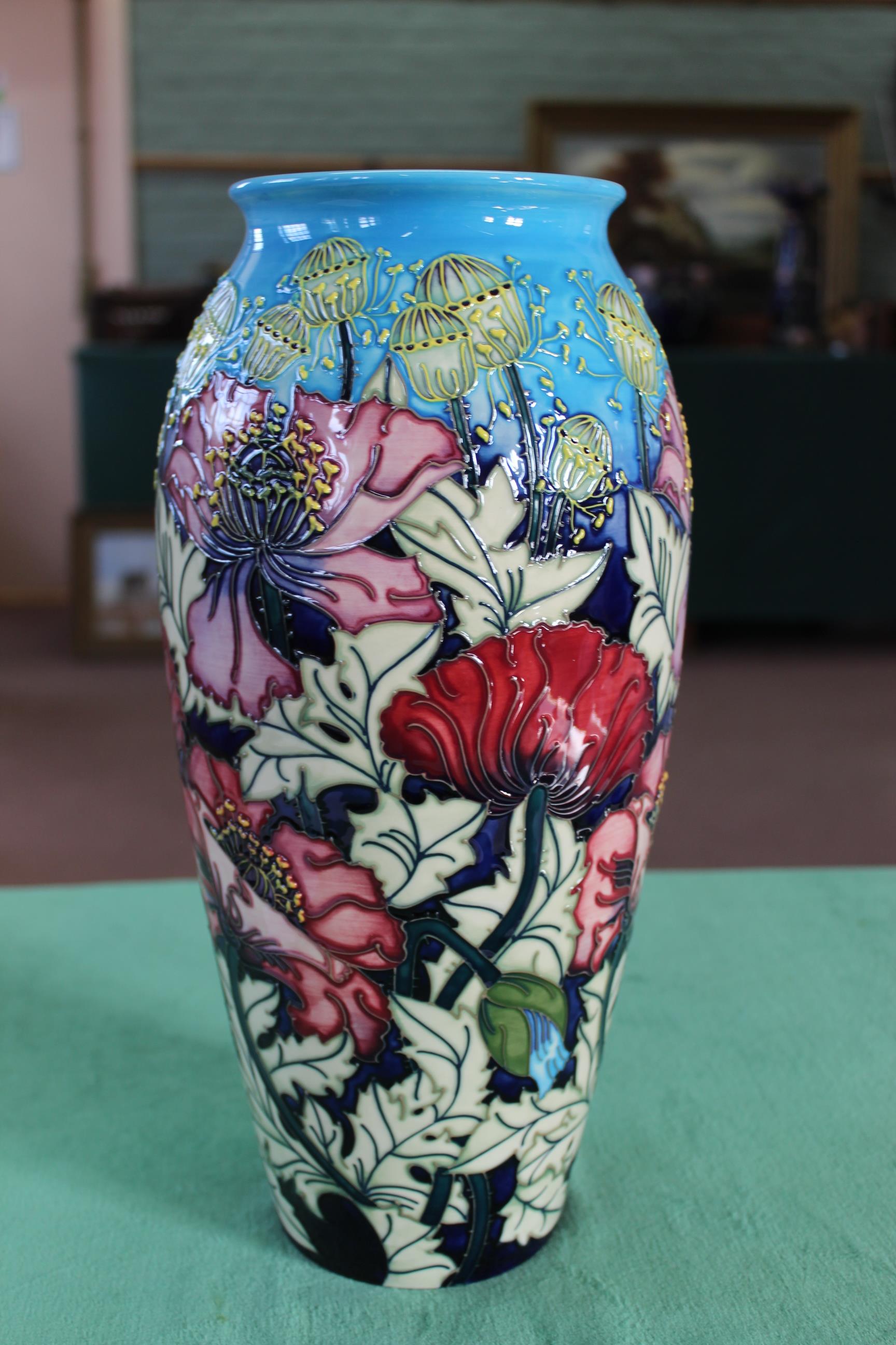 A Moorcroft large 'Scarlet Cloud' pattern vase, 2002 by Rachel Bishop, limited edition 6/350, - Image 2 of 3