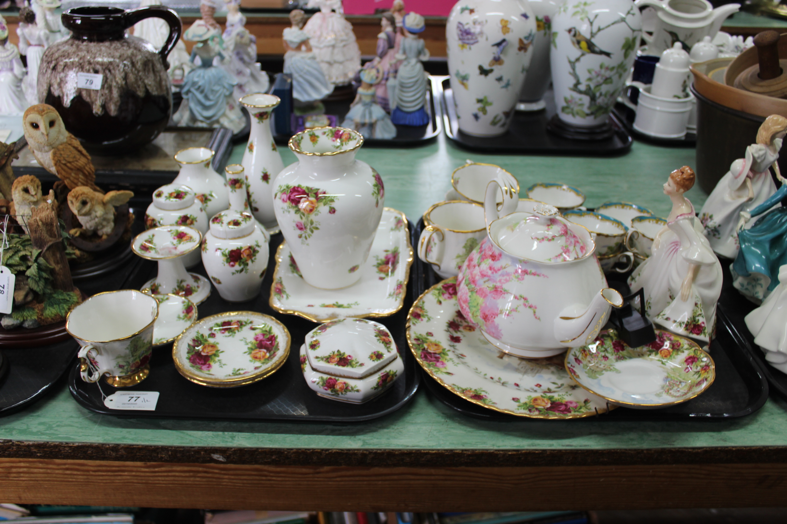 Two trays of Royal Albert Country Rose,