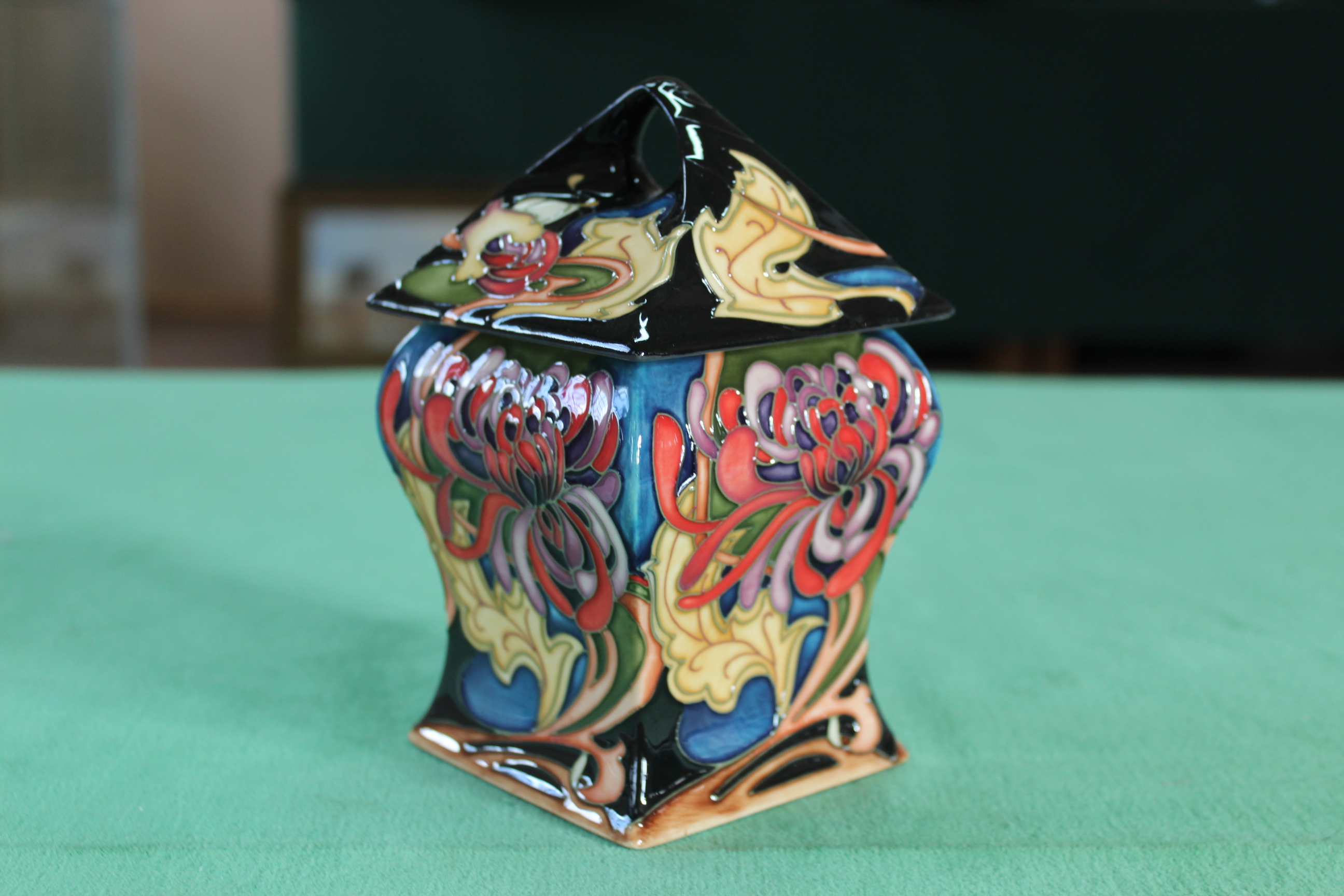 A Moorcroft 'Flower Box' lidded vase, 2008 by E Bossons, limited edition 43/100, 6 1/2" high, - Image 2 of 3