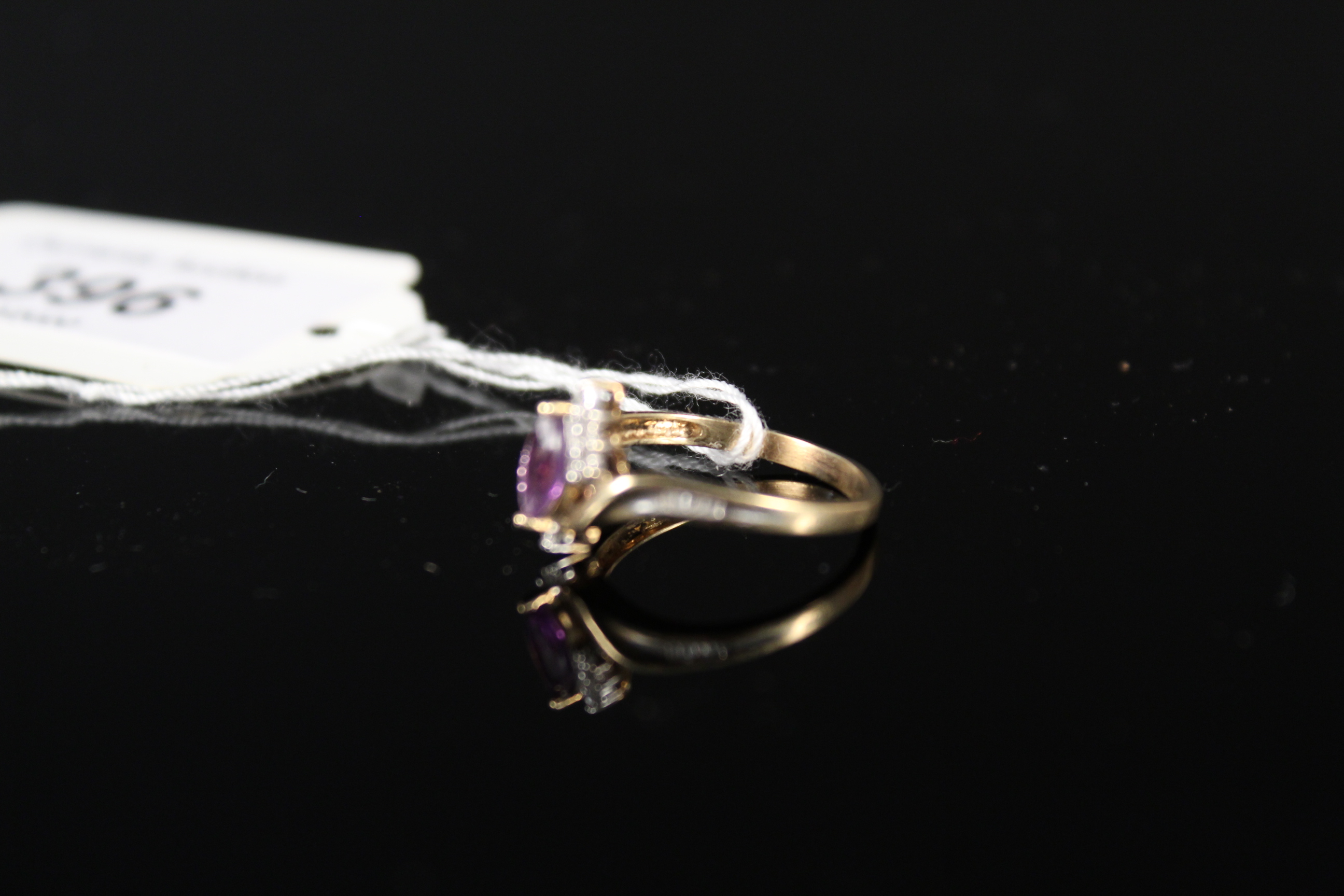 A 9ct gold amethyst and diamond ring, size N, - Image 2 of 3