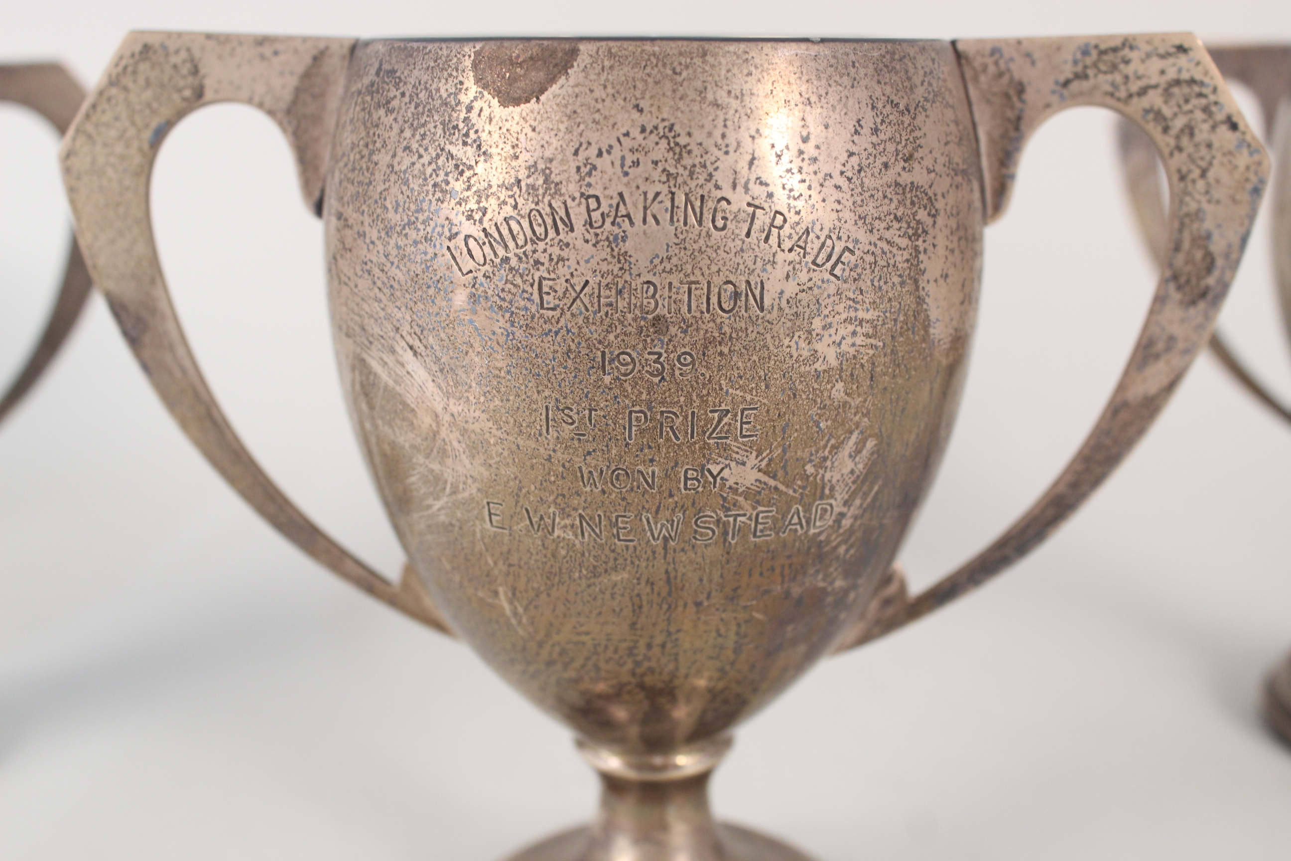 Three silver trophy cups, all with presentation inscriptions, - Image 3 of 4