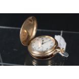 A 9ct gold hunter pocket watch with subseconds dial