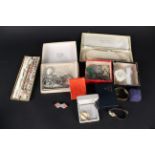 A collection of costume and silver jewellery including paste set bracelets,