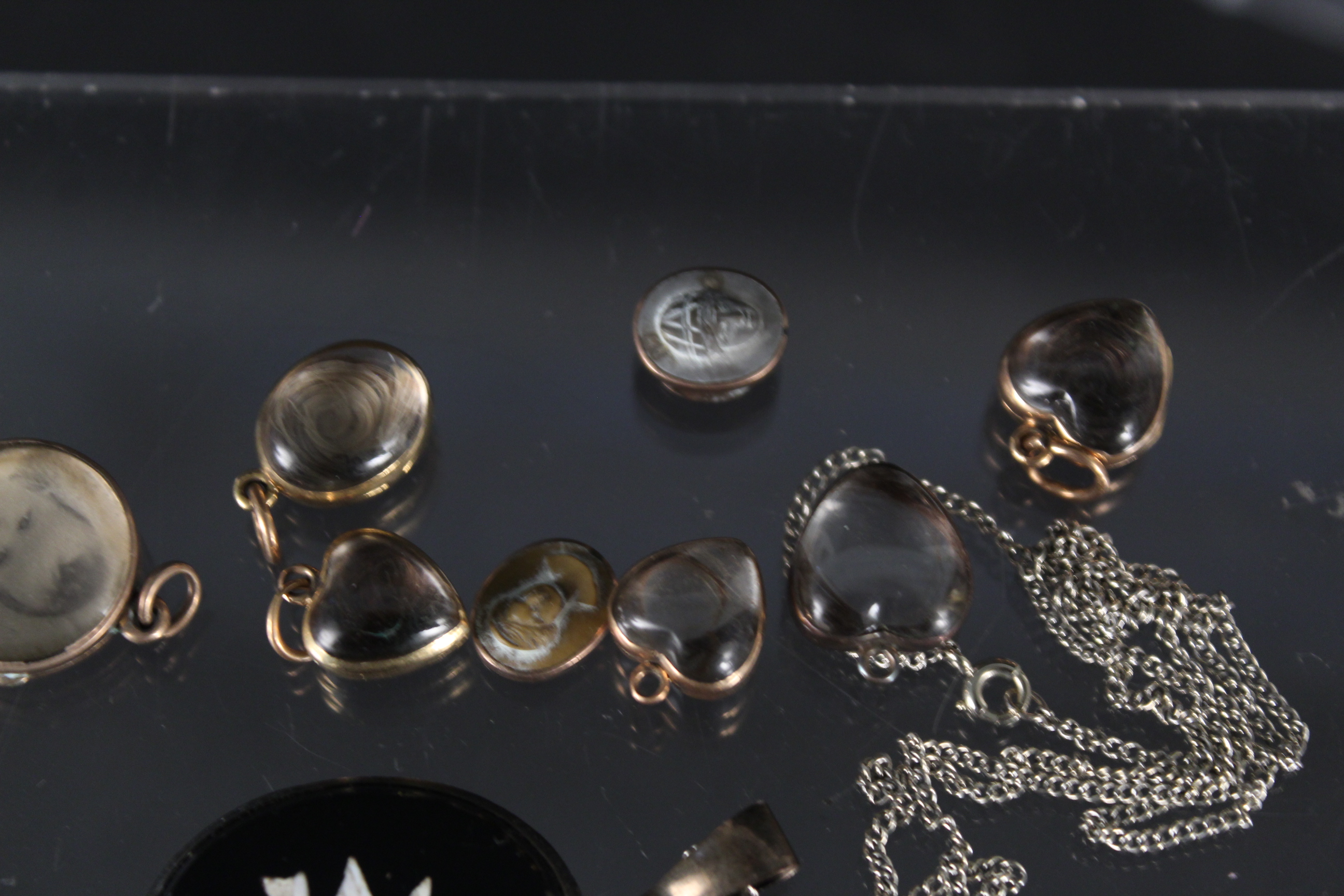 A collection of Victorian jewellery including six yellow metal mounted crystal set lockets, - Image 2 of 3