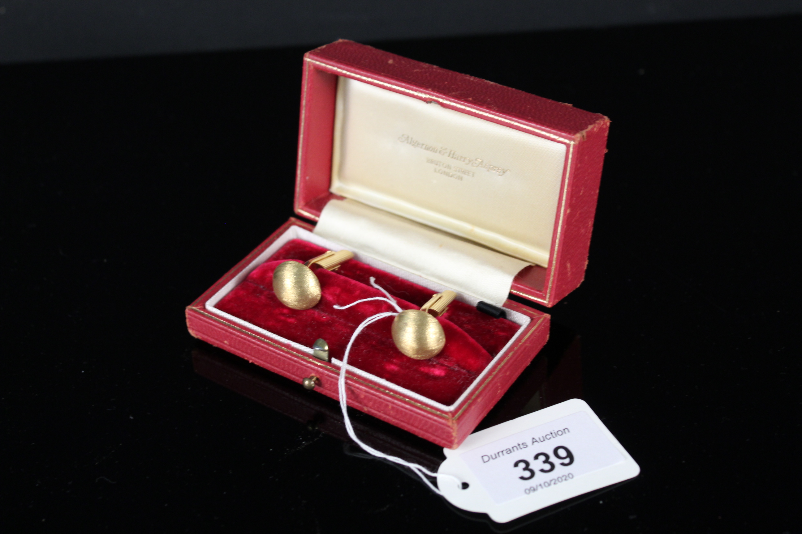 A pair of 18ct gold matt effect ball cufflinks,