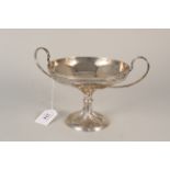 A silver twin handled sweetmeat dish on pedestal base (as found),