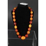 An amber bead necklace