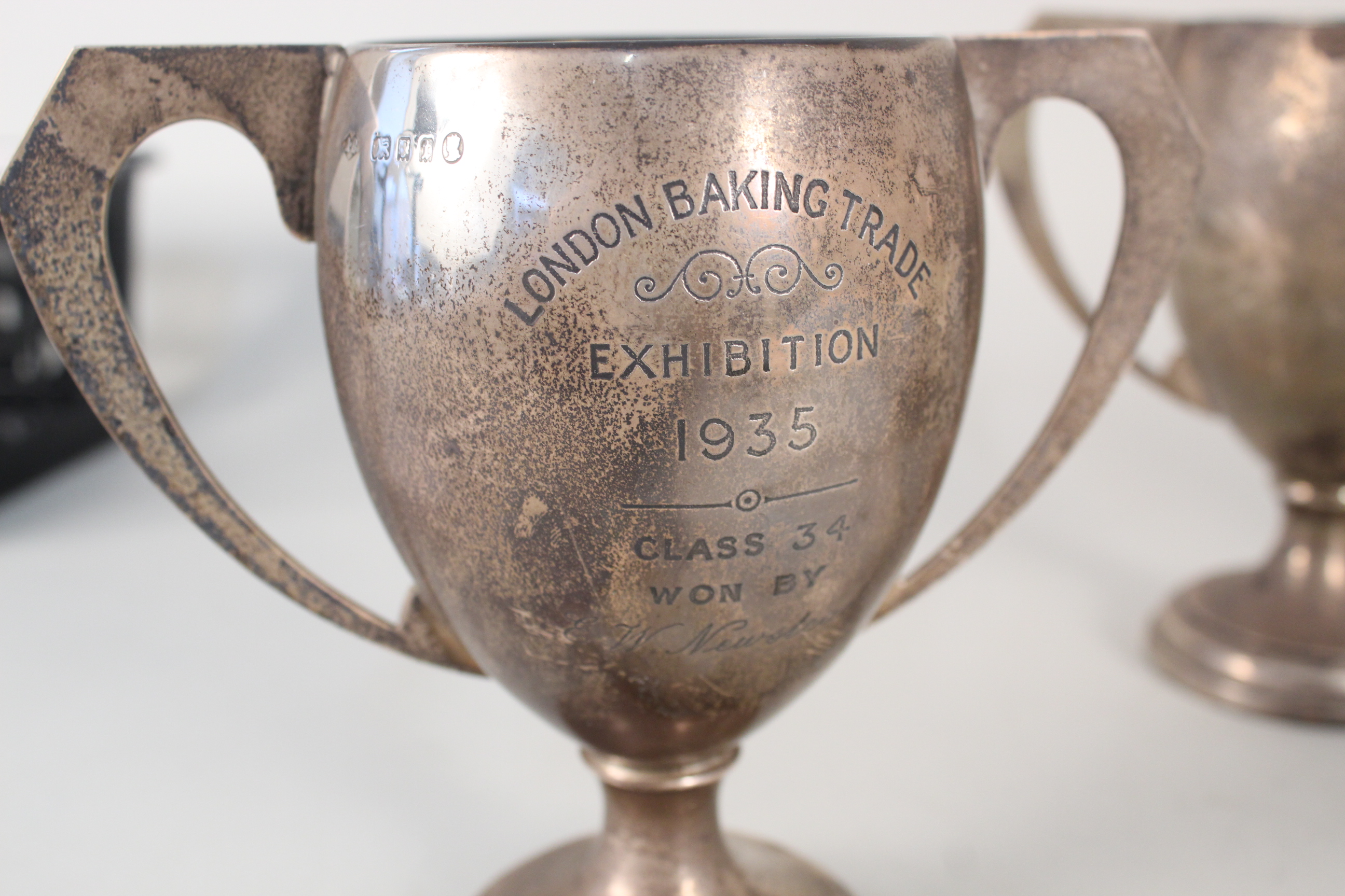 Three silver trophy cups, all with presentation inscriptions, - Image 2 of 4