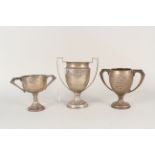Three silver trophy cups (with presentation inscriptions),