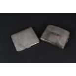 Two Art Deco style silver cigarette cases with engine turned decoration (one with initials